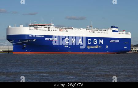 Indianapolis, une nouvelle gamme de véhicules CMA CGM LNG transportant des navires nommés d'après les circuits de course automobile. Banque D'Images