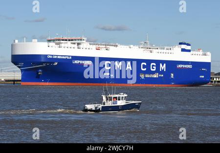 Indianapolis, une nouvelle gamme de véhicules CMA CGM LNG transportant des navires nommés d'après les circuits de course automobile. Banque D'Images