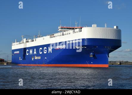 Indianapolis, une nouvelle gamme de véhicules CMA CGM LNG transportant des navires nommés d'après les circuits de course automobile. Banque D'Images