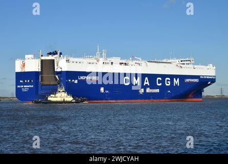 Indianapolis, une nouvelle gamme de véhicules CMA CGM LNG transportant des navires nommés d'après les circuits de course automobile. Banque D'Images