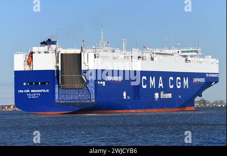 Indianapolis, une nouvelle gamme de véhicules CMA CGM LNG transportant des navires nommés d'après les circuits de course automobile. Banque D'Images