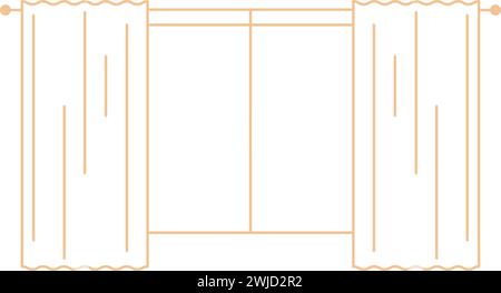 Esquisse d'une fenêtre avec des rideaux vecteur Illustration de Vecteur