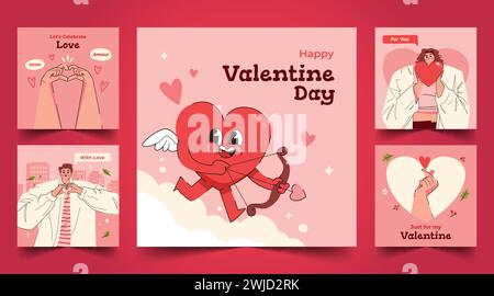 plat saint-valentin instagram publie collection illustration vectorielle de conception Illustration de Vecteur