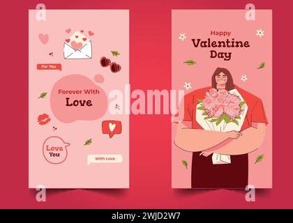 plat saint-valentin instagram publie collection illustration vectorielle de conception Illustration de Vecteur