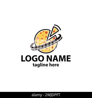 vecteur de conception de logo planet pizza Illustration de Vecteur