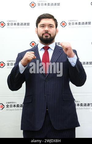 Tokyo, Japon. 15 février 2024. Aaron Wolf (JPN) Judo : le représentant japonais du judo pour les prochains Jeux Olympiques de Paris 2024 assiste à une conférence de presse à Tokyo, Japon . Crédit : Yohei Osada/AFLO SPORT/Alamy Live News Banque D'Images