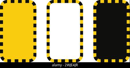 Cadre rectangulaire d'avertissement avec ruban jaune et noir. Lignes de barricade. Bloc d'avertissement rectangle avec espace de texte défini. Bordure de ruban d'avertissement jaune et noir Illustration de Vecteur