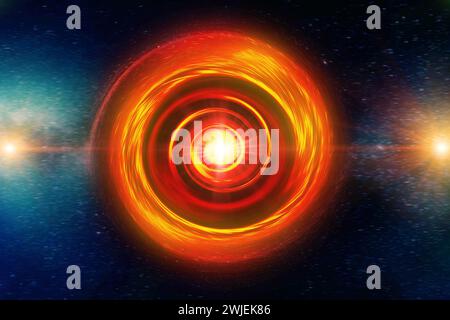 Feu anneau photon gaz chaud filant trou de ver, trou noir super nova dans l'espace lointain galaxie créative science Imagine élément de la NASA Banque D'Images