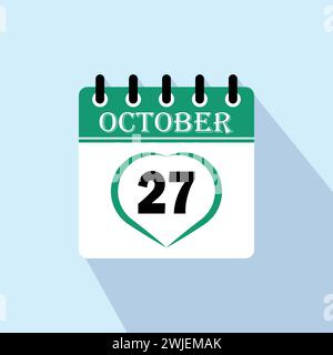 Icône jour calendrier - 27 octobre. 27 jours du mois, illustration vectorielle. Illustration de Vecteur