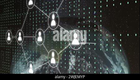 Image des connexions et du globe avec traitement des données Banque D'Images