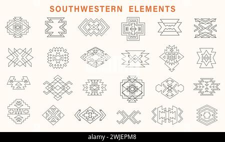 Aztec Navajo Tribal Shapes Set symbole du sud-ouest Illustration de Vecteur