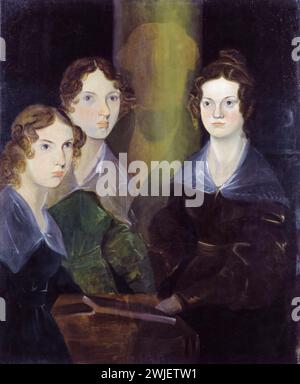 Les sœurs Brontë (Anne Brontë, Emily Brontë et Charlotte Brontë), portrait peint à l'huile sur toile par Patrick Branwell Brontë, vers 1834 Banque D'Images