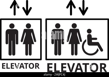 Panneau d'ascenseur et panneau d'ascenseur pour la personne handicapée sur un fond blanc Illustration de Vecteur