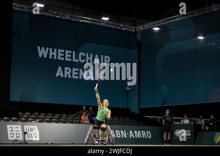 ROTTERDAM - le joueur de tennis en fauteuil roulant Diede de Groot le quatrième jour du tournoi ABN AMRO Open à Ahoy. PONCEUSE ANP KONING Banque D'Images