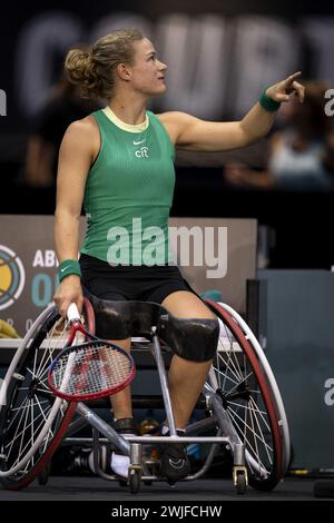 ROTTERDAM - le joueur de tennis en fauteuil roulant Diede de Groot le quatrième jour du tournoi ABN AMRO Open à Ahoy. PONCEUSE ANP KONING Banque D'Images