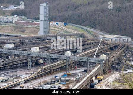 Eindruecke vom Braunkohletagebau Garzweiler am 15.02.2024 Foerderbaender im Braunkohletagebau Garzweiler. Umwelt : Eindruecke vom Braunkohletagebau Garzweiler AM 15.02.2024. Foto : Kirchner-Media/TH Garzweiler Luetzerath NRW Deutschland *** impressions de la mine de lignite à ciel ouvert de Garzweiler le 15 02 2024 Foerderbaender im Braunkohletagebau Garzweiler Umwelt impressions de la mine de lignite à ciel ouvert de Garzweiler le 15 02 2024 photo Kirchner Media TH Garzweiler Luetzerath NRW Allemagne Copyright : xKirchner-Media/THX Banque D'Images