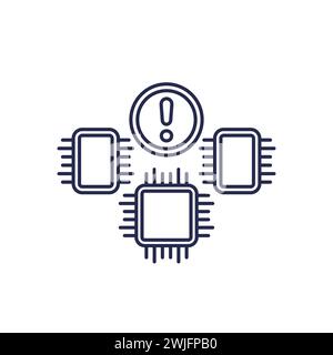 icône de ligne de pénurie d'approvisionnement microchip avec puces Illustration de Vecteur