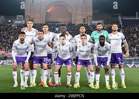 Bologne, Italie. 14 février 2024. Formation de l'équipe ACF Fiorentina lors du FC Bologne vs ACF Fiorentina, match de football italien Serie A à Bologne, Italie, 14 février 2024 crédit : Agence photo indépendante/Alamy Live News Banque D'Images