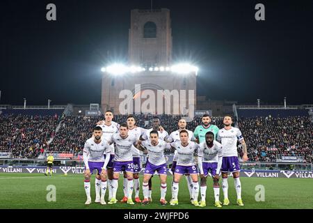 Bologne, Italie. 14 février 2024. Formation de l'équipe ACF Fiorentina lors du FC Bologne vs ACF Fiorentina, match de football italien Serie A à Bologne, Italie, 14 février 2024 crédit : Agence photo indépendante/Alamy Live News Banque D'Images