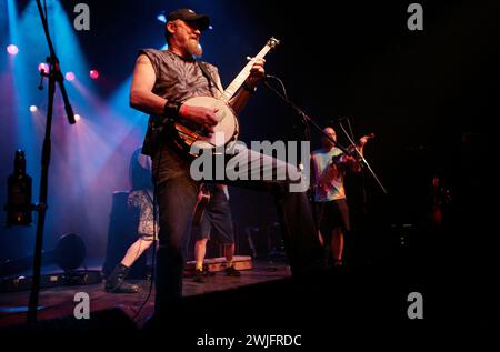 Don Wayne Reno se produit avec le groupe country américain Hayseed Dixie au muni Arts Centre de Pontypridd, au pays de Galles. 26 mai 2010. Banque D'Images