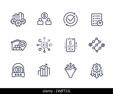 icônes de ligne de gestion d'entreprise, ensemble de vecteurs Illustration de Vecteur