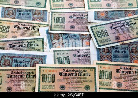 Billets de banque de la Reichsbank, Allemagne, 1922, Europe Banque D'Images