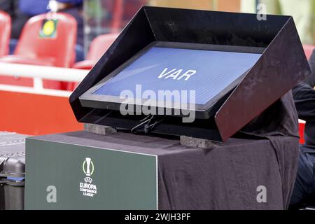 Amsterdam, pays-Bas. 15 février 2024. AMSTERDAM, 15-02-2024, JohanCruyff Stadium, Europa Conference League saison 2023/2024. Match entre Ajax et FK Bodo/Glimt. Crédit écran VAR : Pro Shots/Alamy Live News Banque D'Images