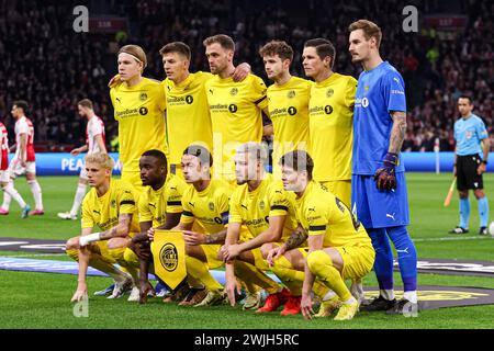 Amsterdam, pays-Bas. 15 février 2024. AMSTERDAM, PAYS-BAS - 15 FÉVRIER : photo de l'équipe du FK Bodo Glimt lors du match des Play offs de l'UEFA Europa Conference League opposant l'AFC Ajax et le FK Bodo/Glimt à la Johan Cruijff Arena le 15 février 2024 à Amsterdam, pays-Bas. (Photo de Ben Gal/Orange Pictures) crédit : Orange pics BV/Alamy Live News Banque D'Images