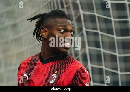 Milan, Italie. 15 février 2024. Foto Spada/LaPresse 15 Febbraio 2024 - Milano, Italia - sport, calcio - AC Milan vs Rennes - Europa League 2023/2024 - play off - Stadio San Siro Nella foto : Rafael Leao (AC Milan); 15 février 2024 Milan, Italie - sport, calcio - AC Milan vs Rennes - Europa League 2023/2024 - San Siro Stadium . Sur la photo : Rafael Leao (AC Milan) ; crédit : LaPresse/Alamy Live News Banque D'Images