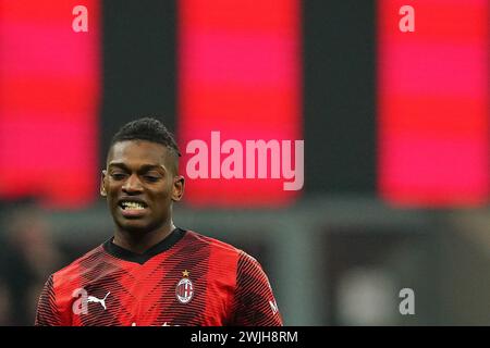 Milan, Italie. 15 février 2024. Foto Spada/LaPresse 15 Febbraio 2024 - Milano, Italia - sport, calcio - AC Milan vs Rennes - Europa League 2023/2024 - play off - Stadio San Siro Nella foto : Rafael Leao (AC Milan); 15 février 2024 Milan, Italie - sport, calcio - AC Milan vs Rennes - Europa League 2023/2024 - San Siro Stadium . Sur la photo : )Rafael Leao (AC Milan) ; crédit : LaPresse/Alamy Live News Banque D'Images