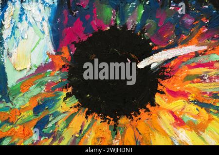 Image abstraite conceptuelle dessinée avec des pastels à l'huile. Gros plan d'une peinture à l'huile sur papier. Banque D'Images