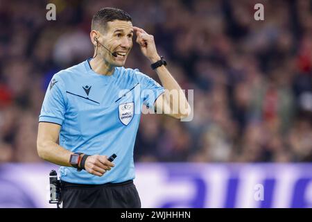 Amsterdam, pays-Bas. 15 février 2024. AMSTERDAM, 15-02-2024, JohanCruyff Stadium, Europa Conference League saison 2023/2024. Match entre Ajax et FK Bodo/Glimt. Arbitre Antonio Nobre crédit : Pro Shots/Alamy Live News Banque D'Images