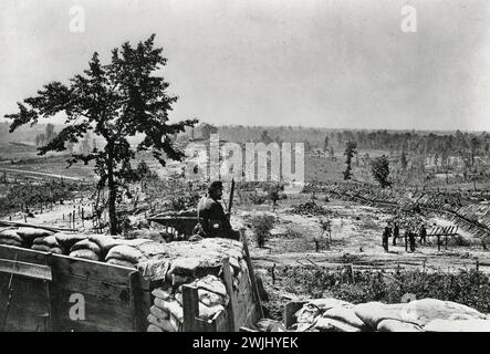 Photographie de fortifications en face d'Atlanta, Géorgie pendant la guerre de Sécession, 1864 Banque D'Images