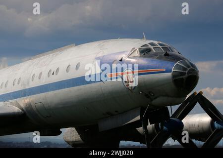 Tupolev tu-114 soviétique à Moscou, Russie. Banque D'Images