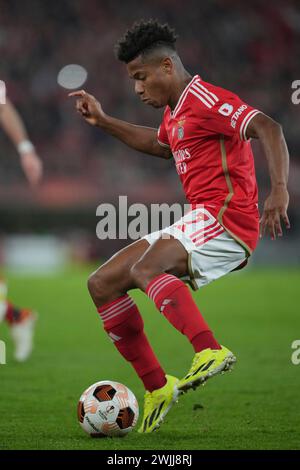 Lisbonne, Portugal. 10 février 2024. Estadio do Sport Lisboa e BENFICA LISBONNE, PORTUGAL - 15 FÉVRIER : David NERES de Benfica en action lors de la manche 2023/24 de l'UEFA Europa League entre SL Benfica et Toulouse FC à l'Estadio do Sport Lisboa e Benfica le 15 février 2024 à Lisbonne, Portugal. (Photo de Pedro Loureiro/SPP) (photo de presse sportive/SPP) crédit : photo de presse sportive SPP. /Alamy Live News Banque D'Images