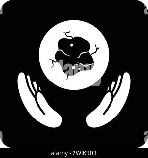 Icône oncologie illustration vectorielle plate noire et blanche Illustration de Vecteur