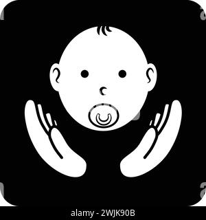 Icône pédiatrique illustration vectorielle plate noire et blanche Illustration de Vecteur