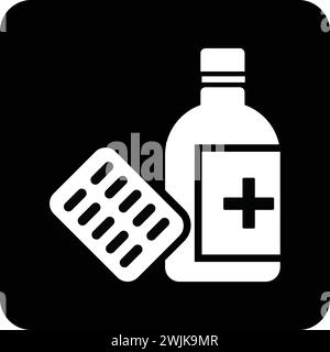 Icône de pharmacie illustration plate vectorielle noire et blanche Illustration de Vecteur