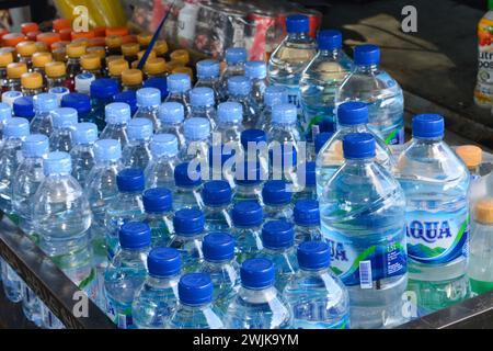 15 juin 2023, boissons en conserve et en bouteille qui semblent fraîches dans le réfrigérateur, Wadaslintang, Wonosobo Banque D'Images