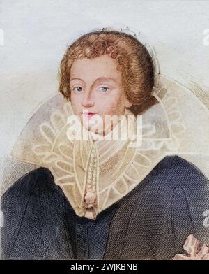 Catherine Henriette de Balzac d’Entragues, marquise de Verneuil (geb. 1579 à Orléans ; Gest. 9 février 1633 à Paris) wurde nach dem plötzlichen Tod Gabrielle d’Estrees’ 1599 die Mätresse des französischen Königs Heinrich IV., Historisch, digital restaurierte Reproduktion von einer Vorlage aus dem 19. Jahrhundert, date du dossier non précisée Banque D'Images