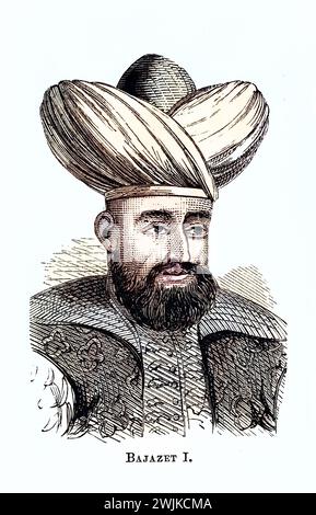 Bayezid I. (geboren 1360 ; gestorben 8./9. März 1403), War 1389 bis 1402 Sultan des Osmanischen Reiches, Historisch, digital restaurierte Reproduktion von einer Vorlage aus dem 19. Jahrhundert, date du dossier non précisée Banque D'Images