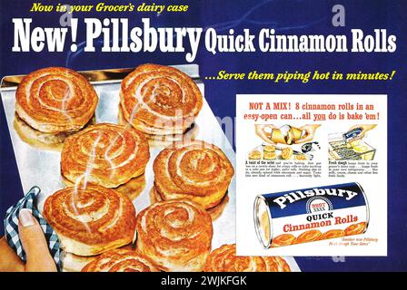 1955 Pillsbury Quick Cinnamon Rolls ad Banque D'Images