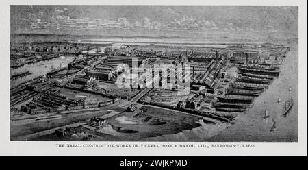 Travaux de construction navale de Vickers, sons & Maxim, Barrow-in-Furness. DE L'ARTICLE CONSTRUCTION NAVALE COMME UNE INDUSTRIE PRODUCTIVE EN GRANDE-BRETAGNE. Par James McKechnie. Tiré de l'Engineering Magazine consacré au progrès industriel volume XIV octobre 1897 - mars 1898 The Engineering Magazine Co Banque D'Images