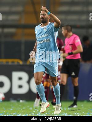 Lima, Pérou. 16 février 2024. Martin Cauteruccio de Sporting cristal lors du match Torneo Apertura Liga 1 Apuesta total 2024, date 4, entre Sporting cristal et Chankas CYC joué à l'Estadio Nacional de Peru le 15 février 2024 à Lima, Pérou. (Photo de Miguel Marrufo/PRESSINPHOTO) crédit : AGENCE SPORTIVE PRESSINPHOTO/Alamy Live News Banque D'Images