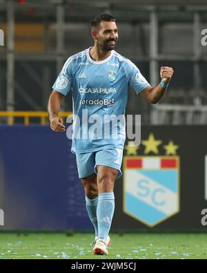 Lima, Pérou. 16 février 2024. Martin Cauteruccio de Sporting cristal lors du match Torneo Apertura Liga 1 Apuesta total 2024, date 4, entre Sporting cristal et Chankas CYC joué à l'Estadio Nacional de Peru le 15 février 2024 à Lima, Pérou. (Photo de Miguel Marrufo/PRESSINPHOTO) crédit : AGENCE SPORTIVE PRESSINPHOTO/Alamy Live News Banque D'Images