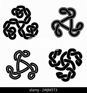 Ensemble de triskelions noués, un ancien symbole religieux européen (slave, celtique) Illustration de Vecteur