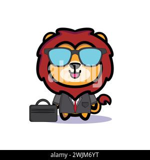 Illustration d'art symbole mascotte personnage animal de conception kawaii lion équipement de costume de l'homme d'affaires Illustration de Vecteur