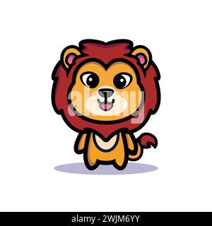 Symbole d'illustration d'art mascotte personnage animal design kawaii lion Illustration de Vecteur