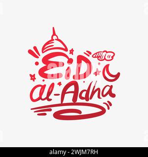 Illustration vectorielle typographique Eid al adha pour célébrer la fête religieuse musulmane dans le monde entier. Logo de typographie EID pour bannière, affiche, modèle de conception Illustration de Vecteur