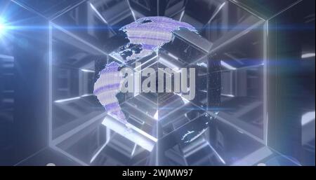 Image du traitement des données, du globe et du réseau de connexions Banque D'Images